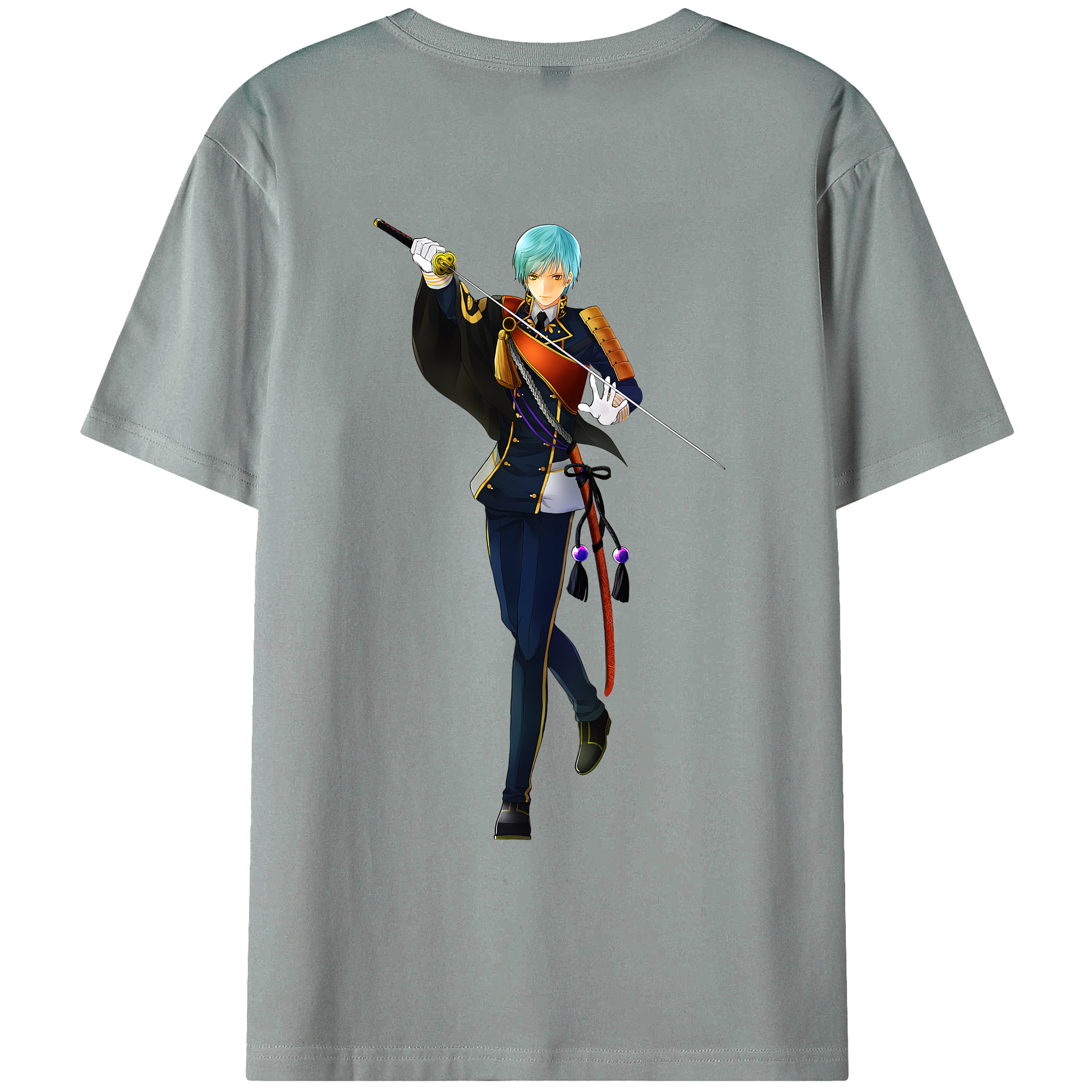 （画像用） 刀剣乱舞 Touken Ranbu 綿100％ メンズ半袖Tシャツ（バックプリント） 通気性